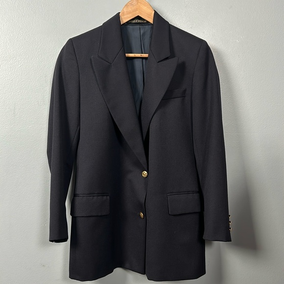 Marks & Spencer Dark Navy 100% Wool Single Breasted Blazer EUR 38 petite fit - Picture 2 of 16